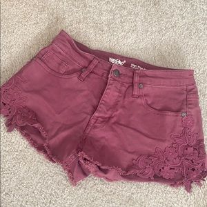 Magenta denim shorts